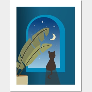 Moonshine cat Posters and Art